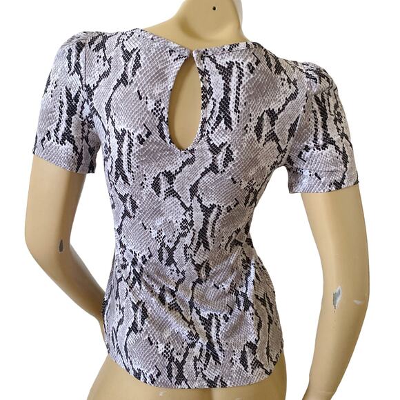 EXPRESS Womens Size XS Short Sleeve Snake Animal Print Polyester Blend Shirt - Picture 5 of 9